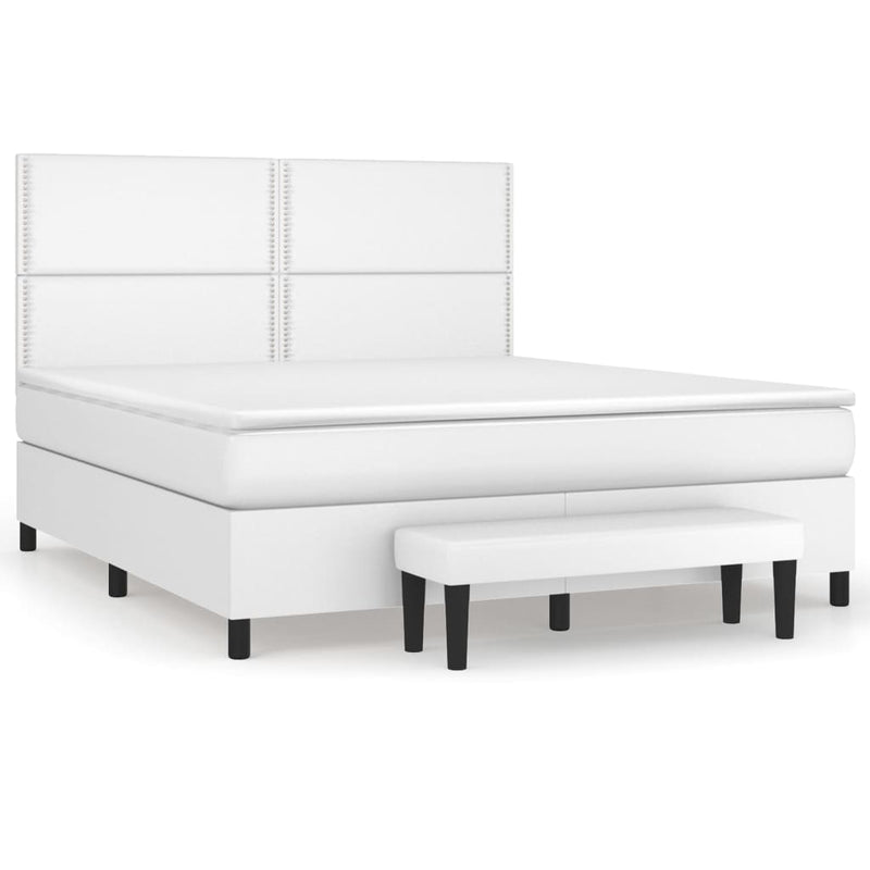vidaXL fehér műbőr rugós ágy matraccal 160 x 200 cm