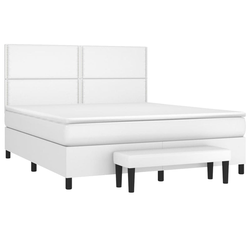 vidaXL fehér műbőr rugós ágy matraccal 160 x 200 cm