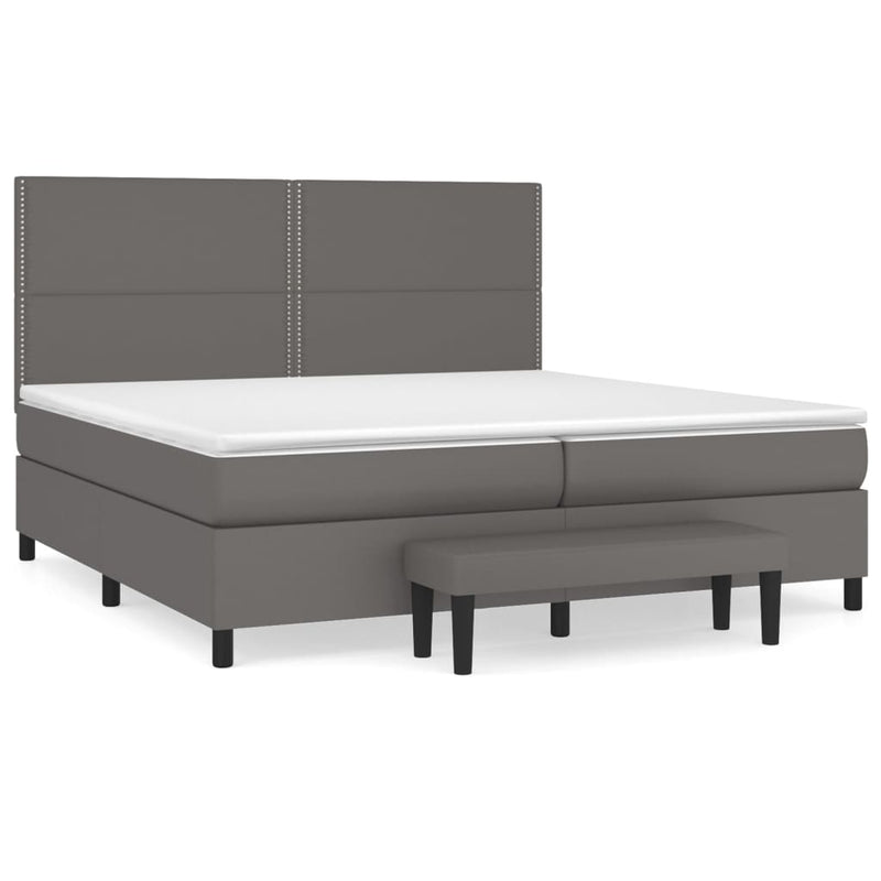 vidaXL szürke műbőr rugós ágy matraccal 200 x 200 cm