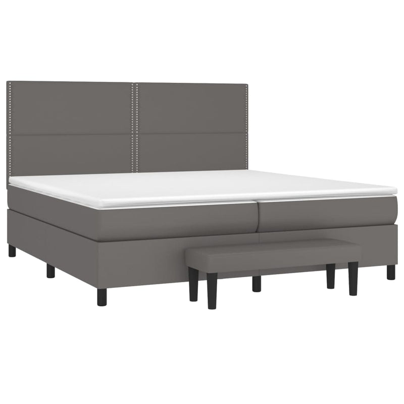 vidaXL szürke műbőr rugós ágy matraccal 200 x 200 cm