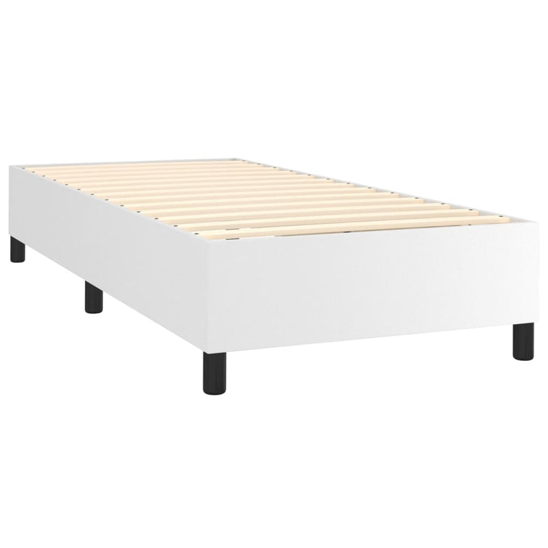 vidaXL fehér műbőr rugós ágy matraccal 90x190 cm