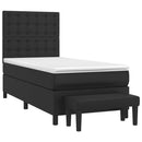 vidaXL fekete műbőr rugós ágy matraccal 100 x 200 cm