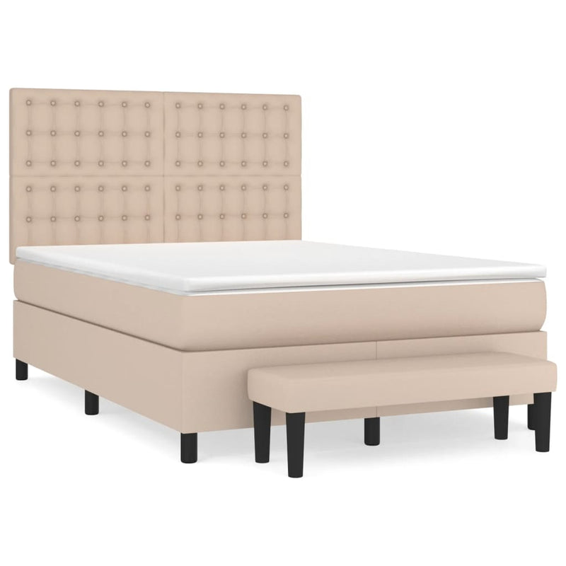 vidaXL cappuccino színű műbőr rugós ágy matraccal 140 x 200 cm