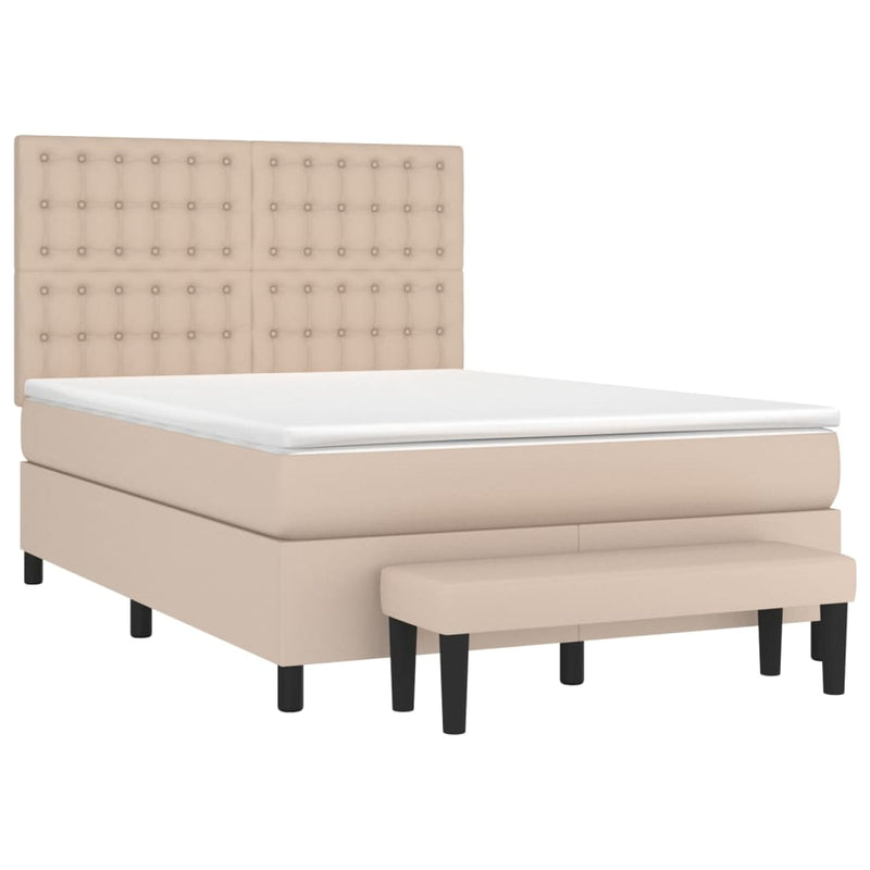 vidaXL cappuccino színű műbőr rugós ágy matraccal 140 x 200 cm