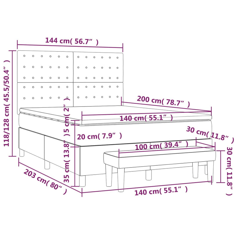 vidaXL cappuccino színű műbőr rugós ágy matraccal 140 x 200 cm