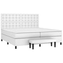 vidaXL fehér műbőr rugós ágy matraccal 200 x 200 cm