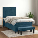 vidaXL sötétkék bársony rugós ágy matraccal 90x190 cm