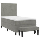 vidaXL világosszürke bársony rugós ágy matraccal 90 x 200 cm