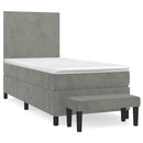 vidaXL világosszürke bársony rugós ágy matraccal 100 x 200 cm