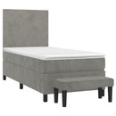 vidaXL világosszürke bársony rugós ágy matraccal 100 x 200 cm