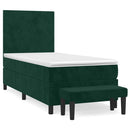 vidaXL sötétzöld bársony rugós ágy matraccal 100 x 200 cm