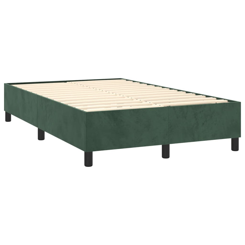 vidaXL sötétzöld bársony rugós ágy matraccal 120 x 200 cm