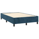 vidaXL sötétkék bársony rugós ágy matraccal 120 x 200 cm