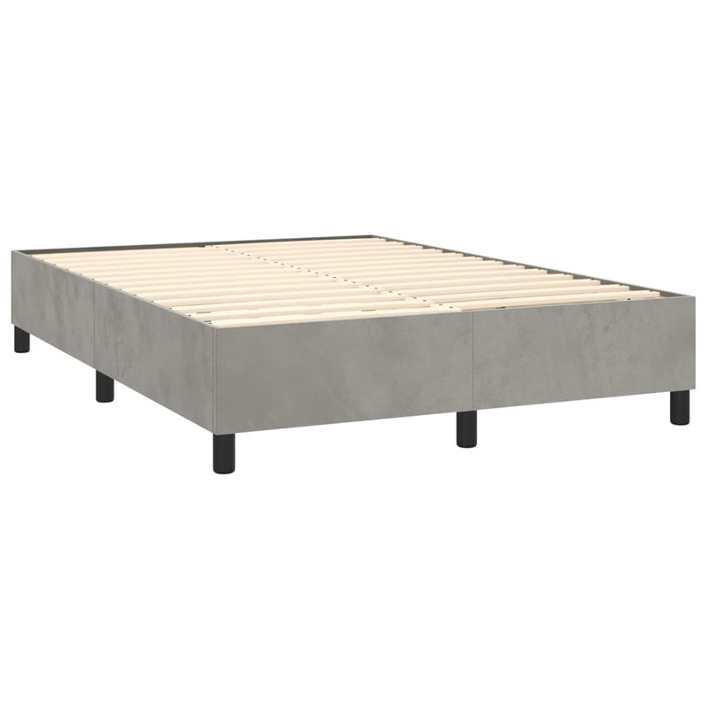 vidaXL világosszürke bársony rugós ágy matraccal 140x190 cm