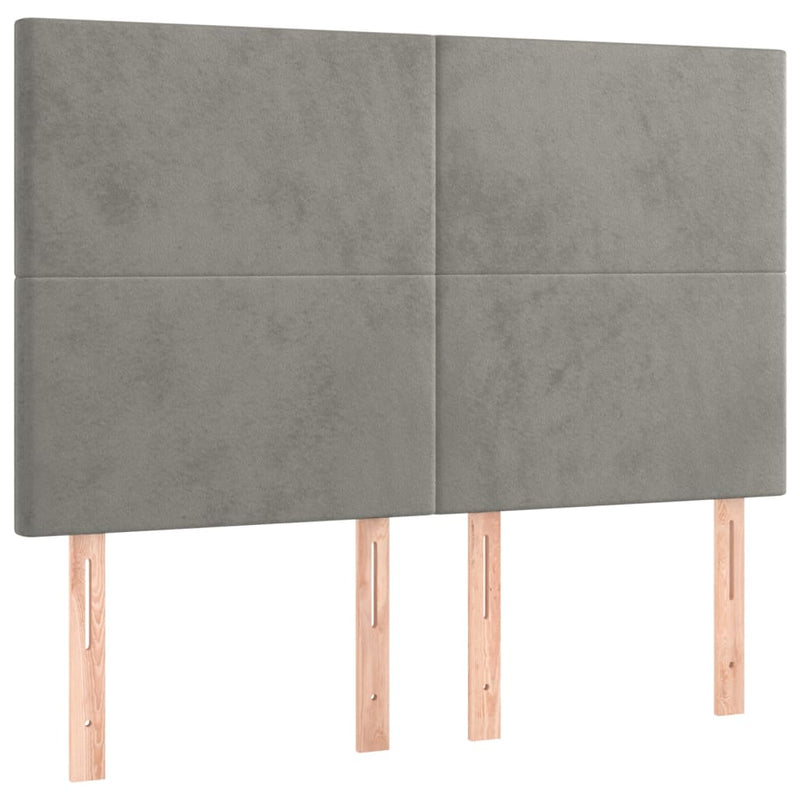 vidaXL világosszürke bársony rugós ágy matraccal 140x190 cm