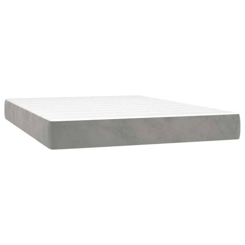 vidaXL világosszürke bársony rugós ágy matraccal 140x190 cm
