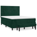 vidaXL sötétzöld bársony rugós ágy matraccal 140x190 cm