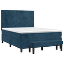 vidaXL sötétkék bársony rugós ágy matraccal 140x190 cm