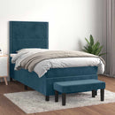 vidaXL sötétkék bársony rugós ágy matraccal 90x190 cm