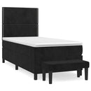 vidaXL fekete bársony rugós ágy matraccal 90 x 200 cm