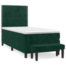vidaXL sötétzöld bársony rugós ágy matraccal 90 x 200 cm