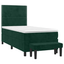 vidaXL sötétzöld bársony rugós ágy matraccal 90 x 200 cm