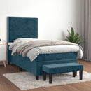 vidaXL sötétkék bársony rugós ágy matraccal 90 x 200 cm