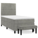 vidaXL világosszürke bársony rugós ágy matraccal 100 x 200 cm