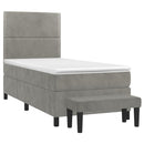 vidaXL világosszürke bársony rugós ágy matraccal 100 x 200 cm