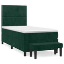 vidaXL sötétzöld bársony rugós ágy matraccal 100 x 200 cm