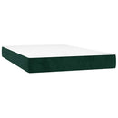 vidaXL sötétzöld bársony rugós ágy matraccal 100 x 200 cm