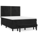 vidaXL fekete bársony rugós ágy matraccal 140 x 190 cm