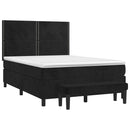 vidaXL fekete bársony rugós ágy matraccal 140 x 190 cm
