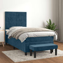 vidaXL sötétkék bársony rugós ágy matraccal 90x190 cm