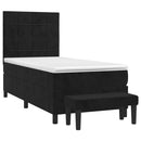 vidaXL fekete bársony rugós ágy matraccal 90 x 200 cm