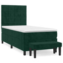vidaXL sötétzöld bársony rugós ágy matraccal 90 x 200 cm