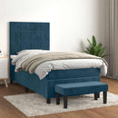 vidaXL sötétkék bársony rugós ágy matraccal 90 x 200 cm