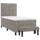 vidaXL világosszürke bársony rugós ágy matraccal 100 x 200 cm