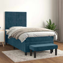 vidaXL sötétkék bársony rugós ágy matraccal 100 x 200 cm