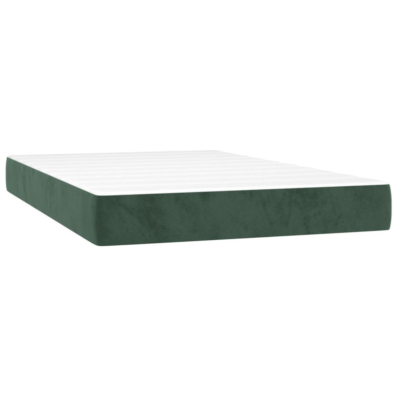 vidaXL sötétzöld bársony rugós ágy matraccal 120 x 200 cm