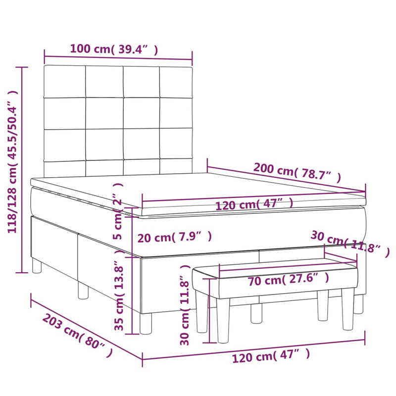 vidaXL sötétzöld bársony rugós ágy matraccal 120 x 200 cm