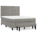 vidaXL világosszürke bársony rugós ágy matraccal 140x190 cm