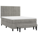 vidaXL világosszürke bársony rugós ágy matraccal 140x190 cm
