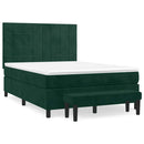 vidaXL sötétzöld bársony rugós ágy matraccal 140x190 cm