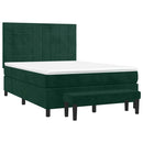 vidaXL sötétzöld bársony rugós ágy matraccal 140x190 cm