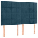 vidaXL sötétkék bársony rugós ágy matraccal 140x190 cm