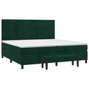 vidaXL sötétzöld bársony rugós ágy matraccal 200x200 cm