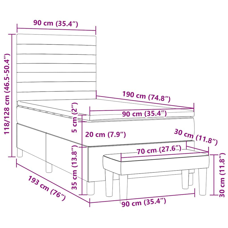 vidaXL sötétzöld bársony rugós ágy matraccal 90x190 cm