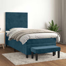 vidaXL sötétkék bársony rugós ágy matraccal 90x190 cm