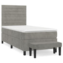 vidaXL világosszürke bársony rugós ágy matraccal 90 x 200 cm